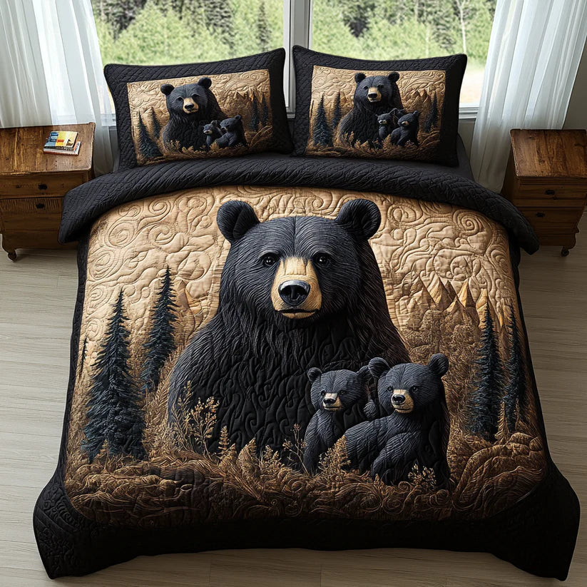 Conjunto dos roupa dos cama acolchoada de 3 peças - Animais da Floresta