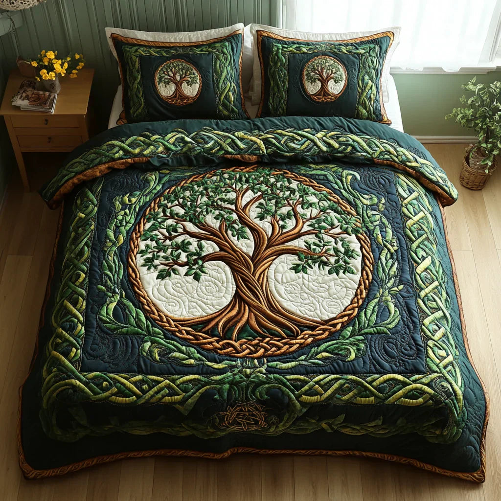 Conjunto dos roupa dos cama acolchoada dos 3 peças - Árvore da Vida