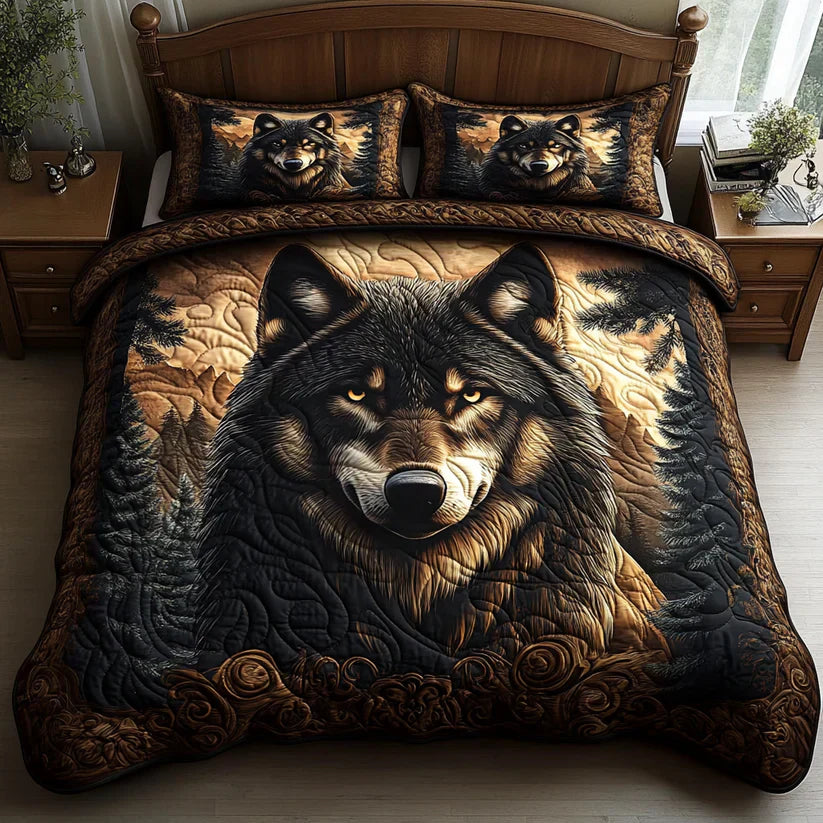 Conjunto dos roupa dos cama acolchoada de 3 peças - Animais da Floresta